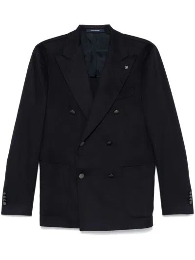 Tagliatore Brooch-detail Blazer In Blue