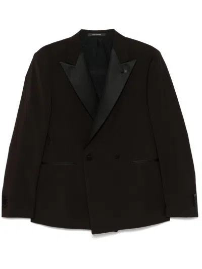 Tagliatore Brooch-detail Blazer In Brown