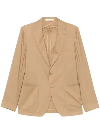 Tagliatore Brooch-detail Blazer In Brown