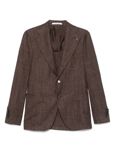Tagliatore Brooch-detail Blazer In Brown