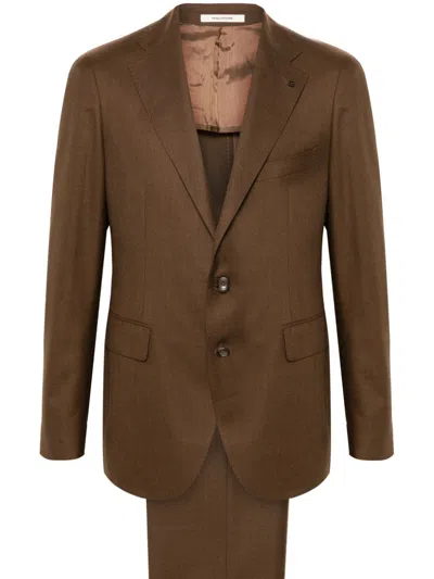 Tagliatore Brooch-detail Blazer In Brown