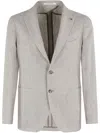 Tagliatore Linen Wool Mat Effects Single Breasted Jacket In Neutrals