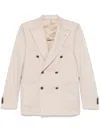 Tagliatore Brooch-detail Blazer In Neutrals