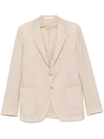 TAGLIATORE BROOCH-DETAIL BLAZER