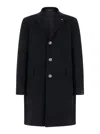 Tagliatore Brooch-detail Coat In Black