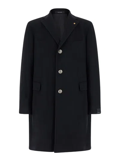 Tagliatore Brooch-detail Coat In Black
