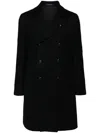 Tagliatore Brooch Notched-collar Double-breasted Coat In Blue