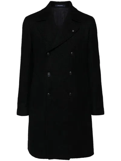 Tagliatore Brooch Notched-collar Double-breasted Coat In Blue