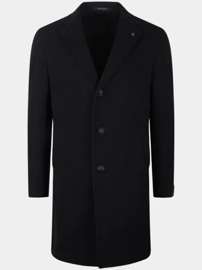 Tagliatore Brooch-detail Coat In Black