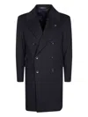 Tagliatore Double-breasted Wool Chacemire Coat In Blue