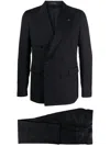 Tagliatore Brooch-detail Double-breasted Suit In Blue