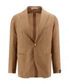 Tagliatore Montecarlo Virgin Wool And Silk Blazer In Brown
