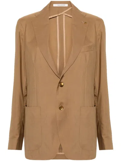 Tagliatore Brooch-detail Single-breasted Blazer In Neutrals