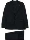 Tagliatore Black Suit In Virgin Wool With Single-breasted Jacket And Trousers In Blue