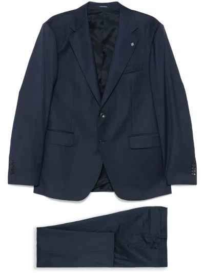 Tagliatore Brooch-detail Suit In Blue