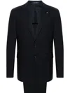 Tagliatore Brooch-detail Wool Suit In Blue
