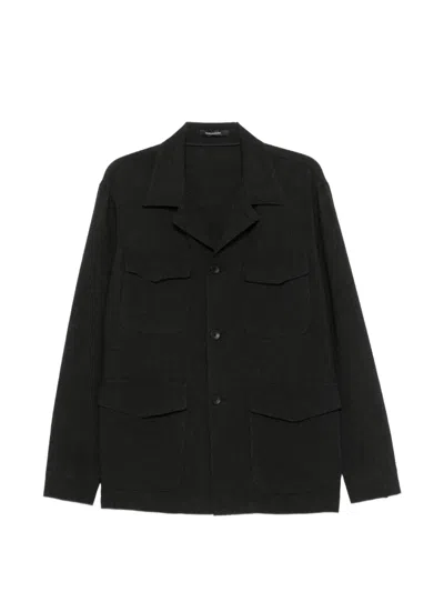 Tagliatore Black Virgin Wool And Cashmere Milton Shirt Jacket In Multi