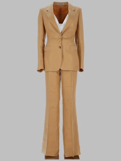 Tagliatore Tailored Blazer And Flared Leg Pants In Brown