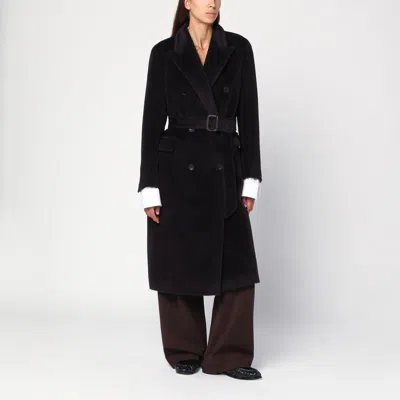 Tagliatore Brown Alpaca-blend Belted Coat In Black
