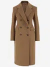 Tagliatore Angora And Wool Double-breasted Coat In Brown