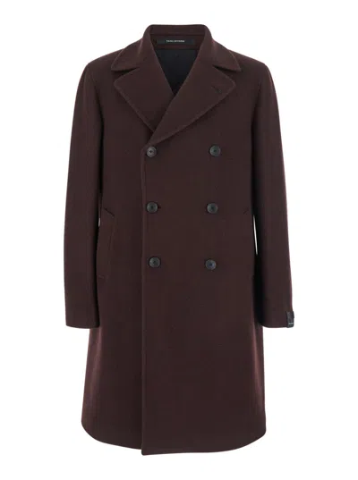 Tagliatore Brown Double Breasted Coat