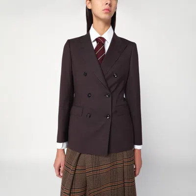Tagliatore Brown Double-breasted Jacket In Wool Blend