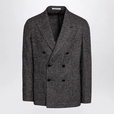 Tagliatore Double-breasted Wool-blend Jacket In Brown