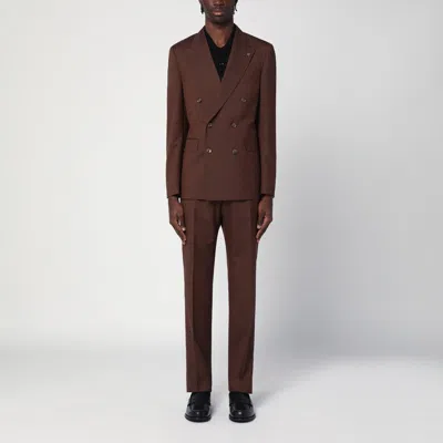 Tagliatore Brown Double-breasted Wool Suit Men