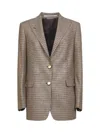 Tagliatore Brown Houndstooth Wool Blend Bertha Blazer In Multi