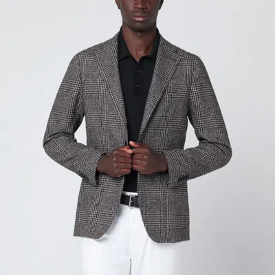 Tagliatore Brown Jacket In Prince Of Wales Check In Gray