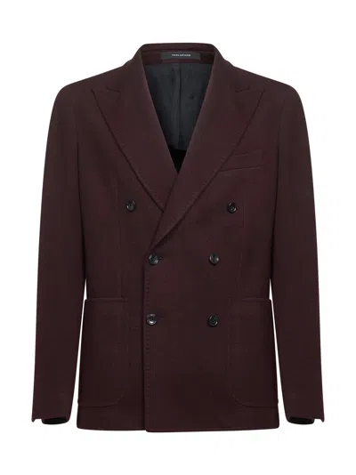 Tagliatore Brown Jersey Montecarlo Double-breasted Blazer