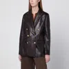 Tagliatore Brown Leather Doublebreasted Jacket In Black