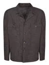 Tagliatore Brown Linen-cotton Jacquard Overshirt In Brown