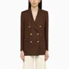 TAGLIATORE BROWN LINEN DOUBLE-BREASTED JACKET