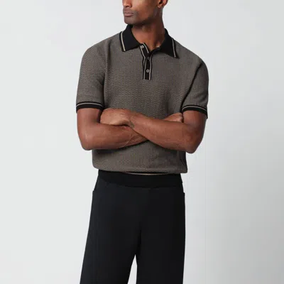 Tagliatore Polo Shirt Ribbed Collar Cuffs Hem Short Sleeves In Brown