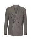 Tagliatore Brown Silk And Wool Montecarlo Double-breasted Blazer In White