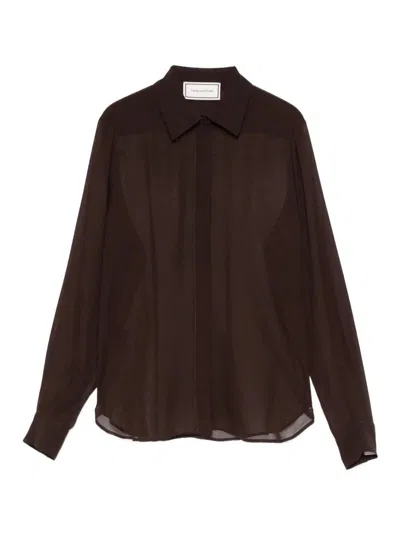 Tagliatore Brown Silk Shirt