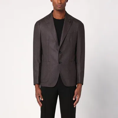 Tagliatore Brown Single-breasted Jacket In Wool And Cashmere Men