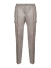 Tagliatore Brown Stretch Virgin Wool Lang Cargo Trousers In Gray