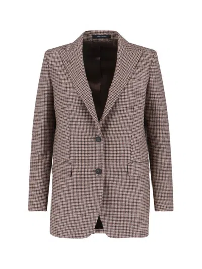 TAGLIATORE BROWN STRIPED BERTHA BLAZER WITH CLASSIC LAPEL