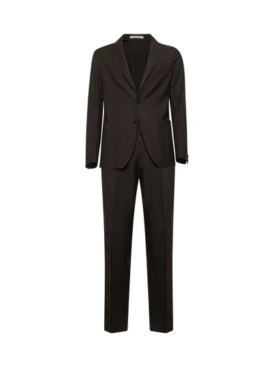 Tagliatore Brown Virgin Wool Montecarlo Single-breasted Suit In Black