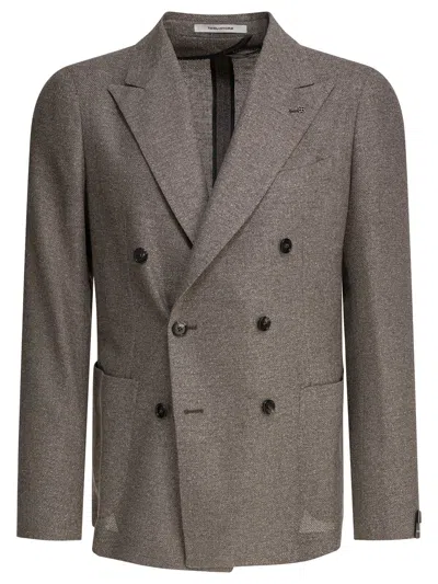 Tagliatore Brown Wool Jacket In Gray