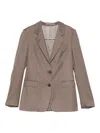 Tagliatore Brown Wool-silk Blend Tailored Jacket In Brown