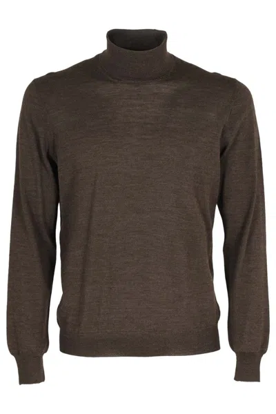 Tagliatore Brown Wool-silk Sweater