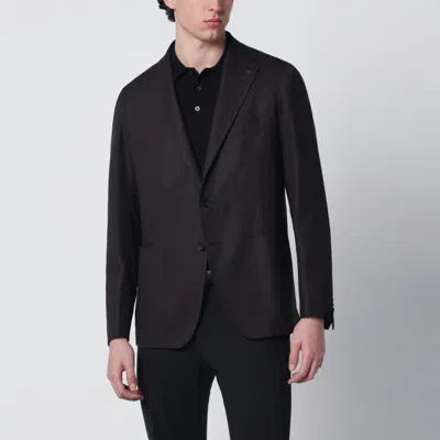 Tagliatore Wool Single Breasted Jacket Notch Lapel In Black