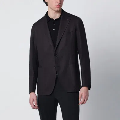 Tagliatore Brown Wool Singlebreasted Jacket In Purple