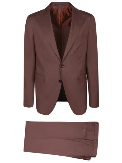 TAGLIATORE TAGLIATORE BROWN WOOL SUIT