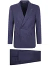 Tagliatore Montecarlo Herringbone-pattern Double-breasted Blazer In Purple