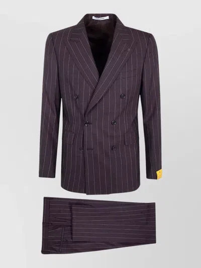 Tagliatore Bruce Double Breasted Pinstripe Suit Jacket In Purple
