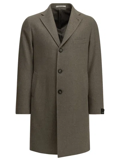 Tagliatore "bruce" Long Coat In Brown